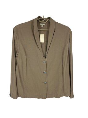 J. Jill Women's Latte Beige Button-Up Stylish Blue Accent Buttons Blazer Size 3X